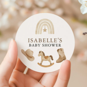 Adesivo Redondo Chá de fraldas de cowboy pequeno