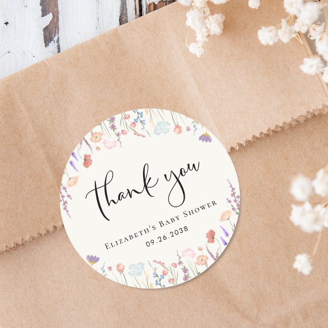 Adesivo Redondo Chá de fraldas De Creme De Vidraça Selvagem Obriga (Criador carregado)