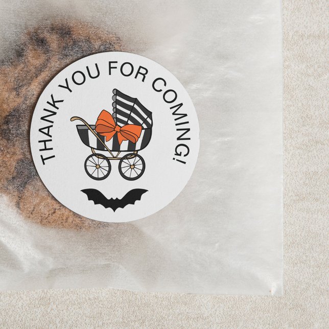 Adesivo Redondo Chá de fraldas de Dia das Bruxas de Arco Laranja S (Criador carregado)