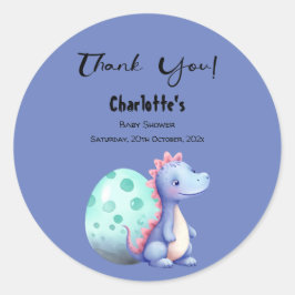 Adesivo Redondo Chá de fraldas de Dinossauro de Pequeno Curso