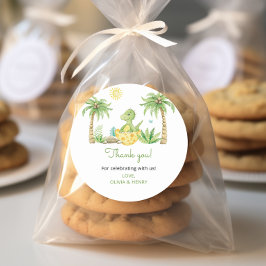 Adesivo Redondo Chá de fraldas de Dinossauro Gelado