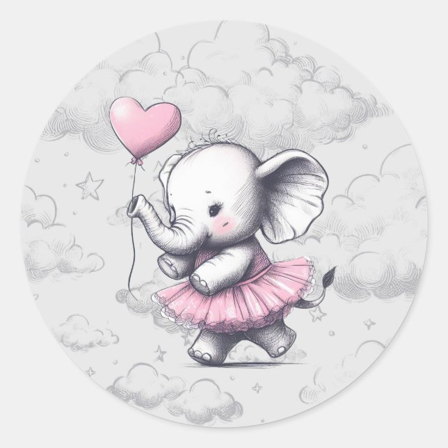 Adesivo Redondo Chá de fraldas de elefante (Frente)