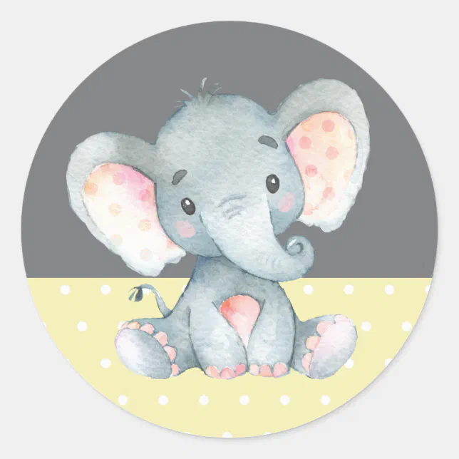 clipart de elefante para chá de bebê amarelo