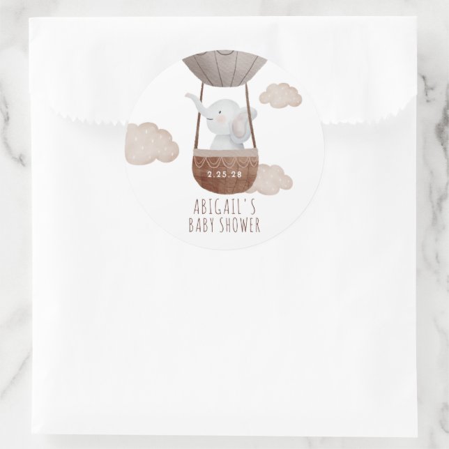 Adesivo Redondo Chá de fraldas de Elefante Boho Balloon (Bolsa)