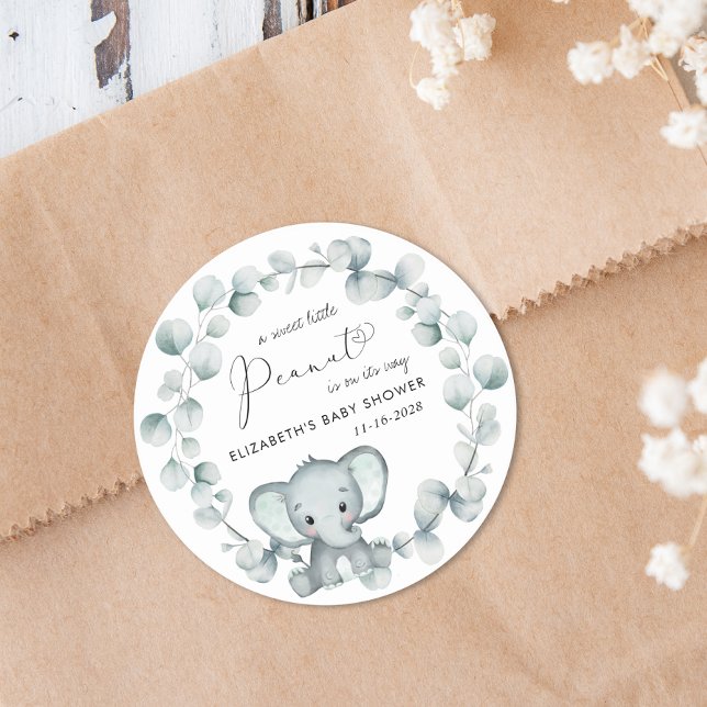 Adesivo Redondo Chá de fraldas de Elefante Bonito (Criador carregado)