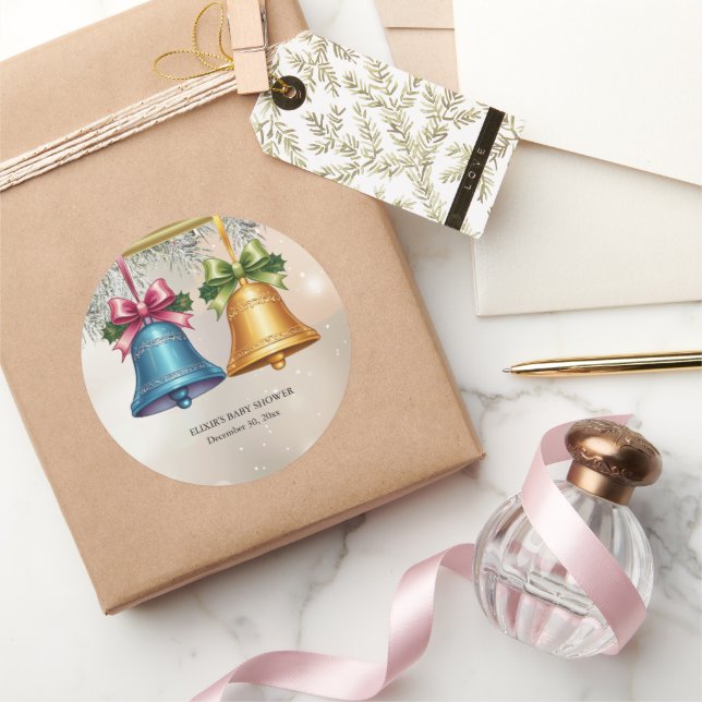 Adesivo Redondo Chá de fraldas de Enfeites de natal de Jingle Bell (Presentear)