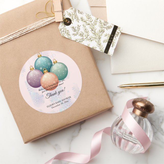 Adesivo Redondo Chá de fraldas de Enfeites de natal de Pastel mode (Presentear)