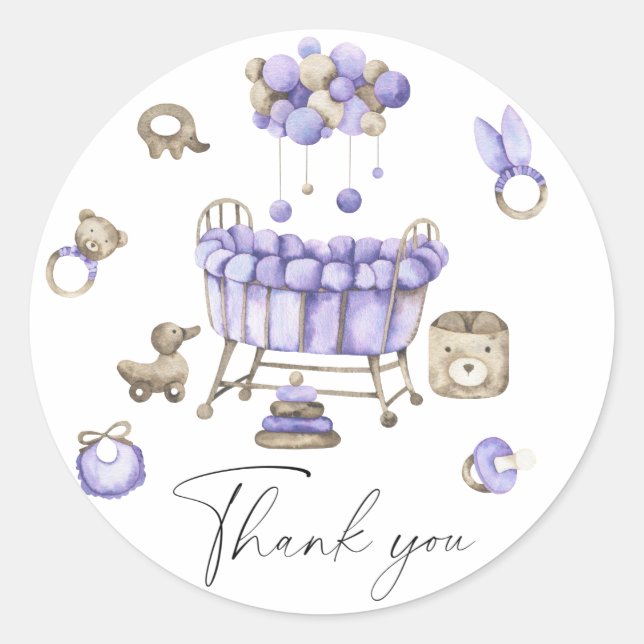 Adesivo Redondo Chá de fraldas de enfermaria - Cartões de agradeci (Frente)