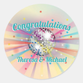 Adesivo Redondo Chá de fraldas de esfera Disco Groovy Pastel Rainb