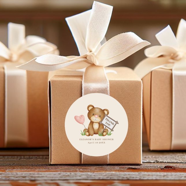 Adesivo Redondo Chá de fraldas de Espera Rápido Obrigado (Criador carregado)