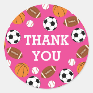 Adesivo Redondo Chá de fraldas de esporte rosa