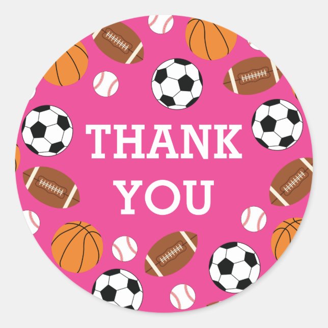 Adesivo Redondo Chá de fraldas de esporte rosa (Frente)