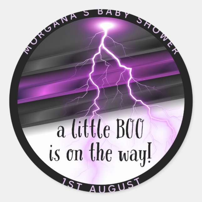 Adesivo Redondo Chá de fraldas de Evento de Dia das Bruxas Pretas  (Frente)