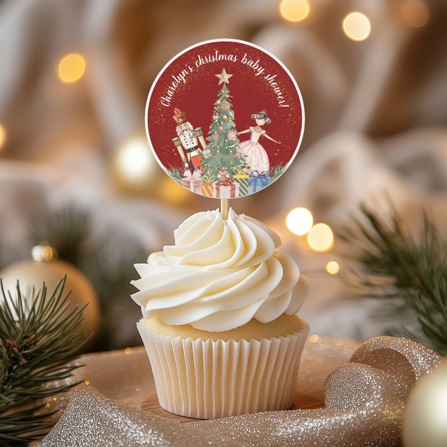 Adesivo Redondo Chá de fraldas de Festa de Natal de Nutcracker (Nutcracker Christmas Party Baby Shower Classic Round Sticker!)