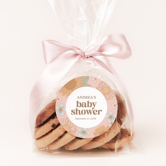 Adesivo Redondo Chá de fraldas de Flor Selvagem (Criador carregado)