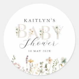 Adesivo Redondo Chá de fraldas de flor selvagem