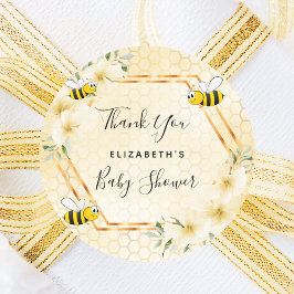 Adesivo Redondo Chá de fraldas de florais tropicais de abelha