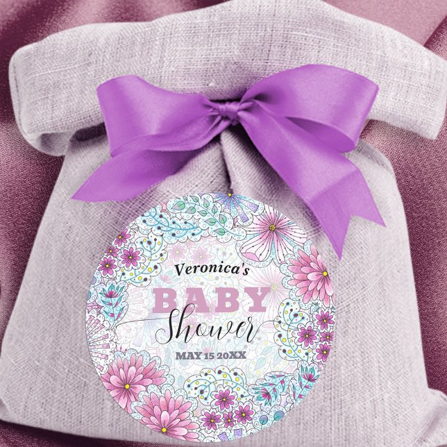 Adesivo Redondo Chá de fraldas de Flores de Prados da Boêmia (Criador carregado)