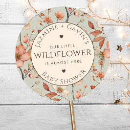 Adesivo Redondo Chá de fraldas de Flores Selvagem Verde Personaliz