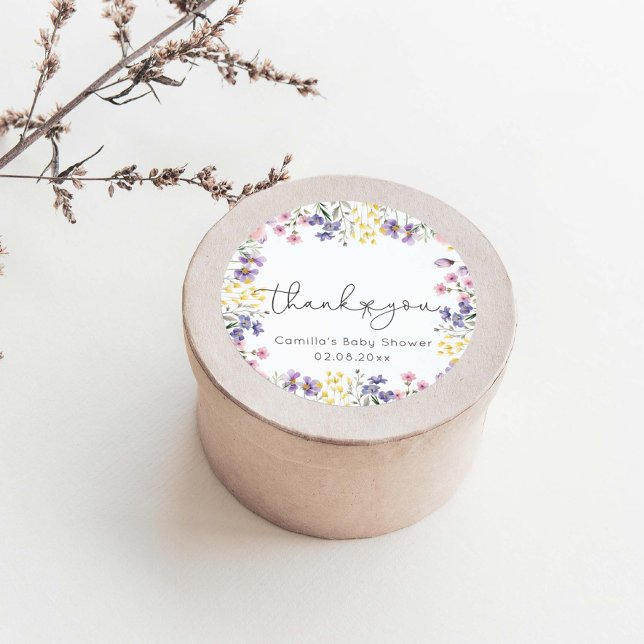 Adesivo Redondo Chá de fraldas de flores silvestres (Criador carregado)