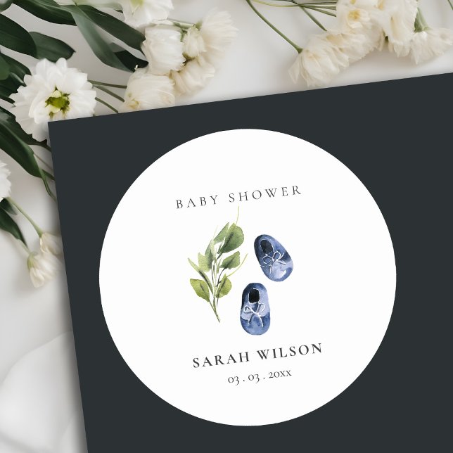 Adesivo Redondo Chá de fraldas de folhagem Calçados de tinta verde (Criador carregado)