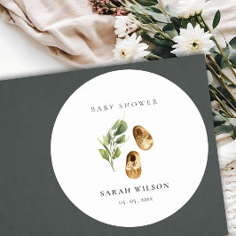 Adesivo Redondo Chá de fraldas de folhas de Calçados de cor laranj