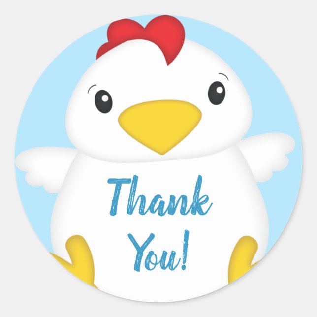 Adesivo Redondo Chá de fraldas de frango, Blue Boy (Frente)