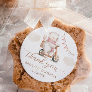 Adesivo Redondo Chá de fraldas de Garota de Espera Obrigado