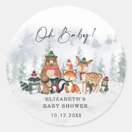Adesivo Redondo Chá de fraldas de Garoto Florestal da Floresta de 