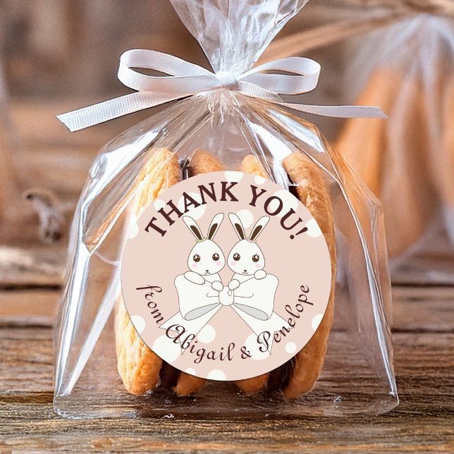 Adesivo Redondo Chá de fraldas de Grelha de Coelhinho Rosa Pastel  (Criador carregado)