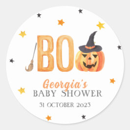 Adesivo Redondo Chá de fraldas de Halloween Little BOO