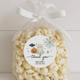 Adesivo Redondo Chá de fraldas de Halloween Obrigado