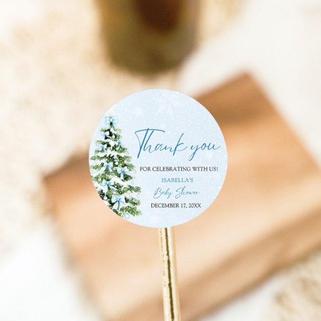 Adesivo Redondo Chá de fraldas de inverno da Árvore de Natal de Ar (Criador carregado)