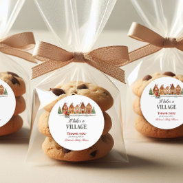 Adesivo Redondo Chá de fraldas de inverno da Rústica Stroller Vill