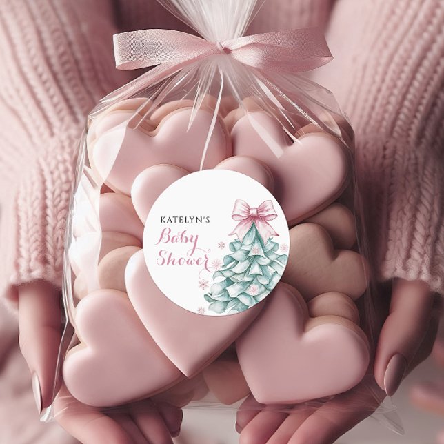 Adesivo Redondo Chá de fraldas de inverno de Natal (Criador carregado)