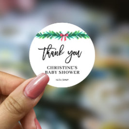 Adesivo Redondo Chá de fraldas de inverno de Natal