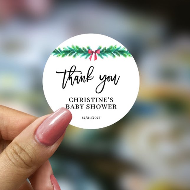 Adesivo Redondo Chá de fraldas de inverno de Natal (Criador carregado)