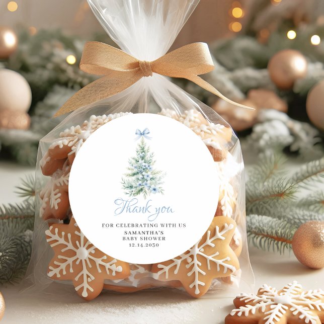 Adesivo Redondo Chá de fraldas de inverno de Natal (Criador carregado)