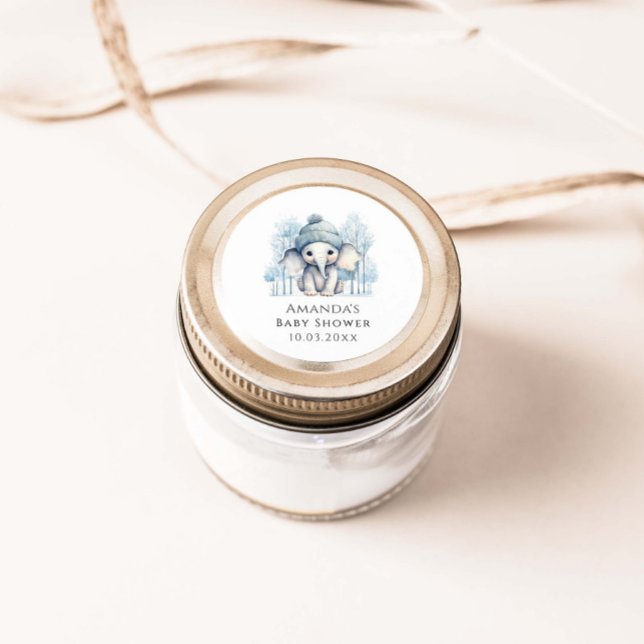 Adesivo Redondo Chá de fraldas de Inverno Elefante (Criador carregado)