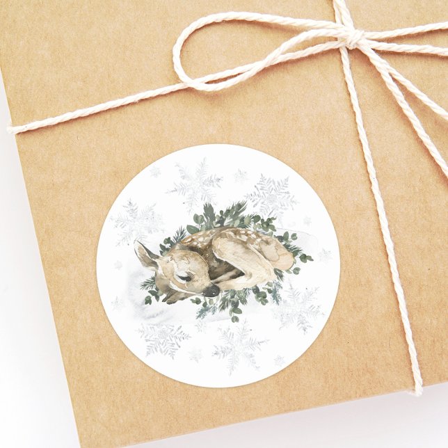 Adesivo Redondo Chá de fraldas de inverno Verde-Pequeno-Veado (Criador carregado)