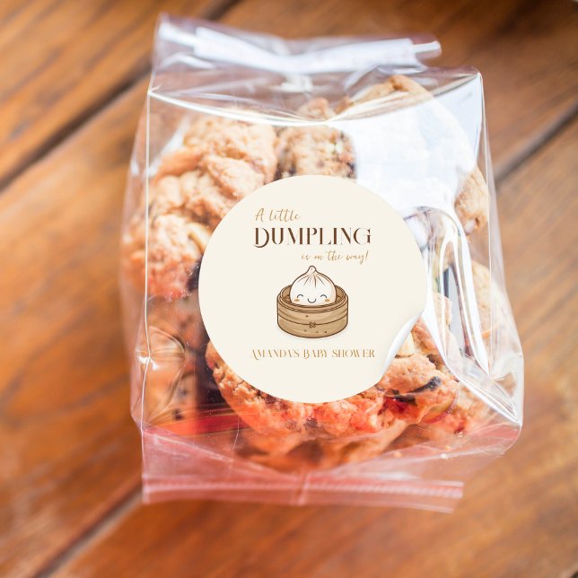 Adesivo Redondo Chá de fraldas de Kawaii, um pequeno Dumpling na Á (Criador carregado)