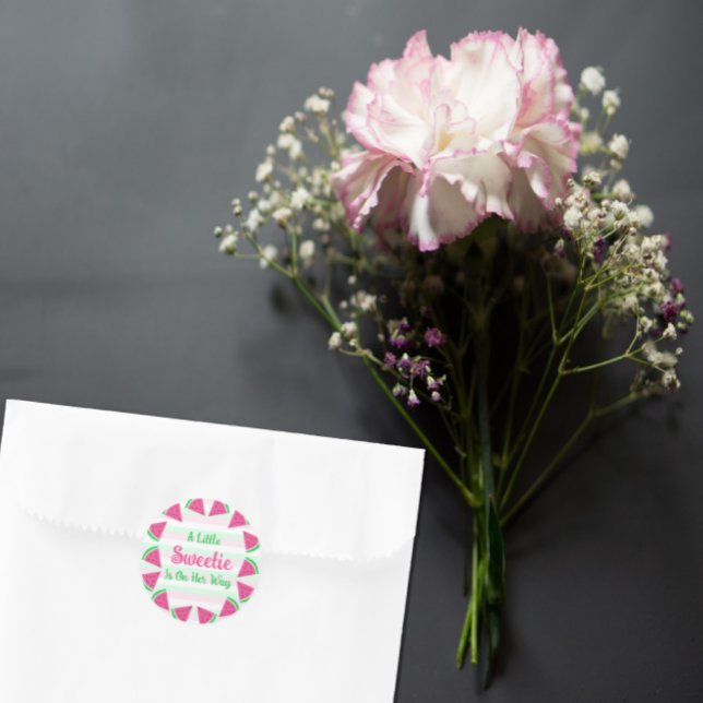 Adesivo Redondo Chá de fraldas de melancia doce (Criador carregado)