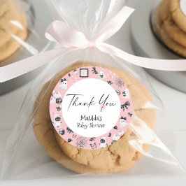 Adesivo Redondo Chá de fraldas De Menina Boo Halloween Obrigado