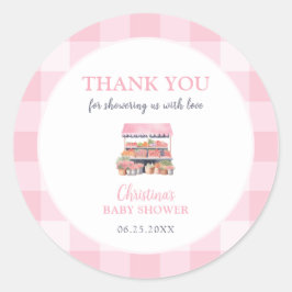 Adesivo Redondo Chá de fraldas De Menina Cultivada Localmente Obri