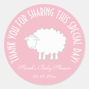 Adesivo Redondo Chá de fraldas de meninas favorece obrigado seus a