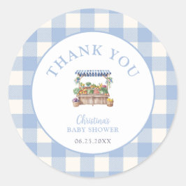 Adesivo Redondo Chá de fraldas de Menino Cultivado Localmente