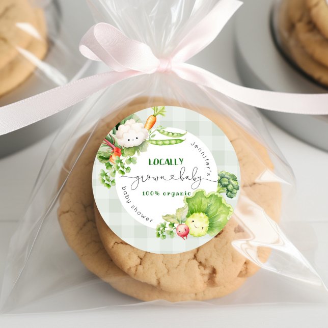 Adesivo Redondo Chá de fraldas de mercado para bebês cultivados lo (Criador carregado)