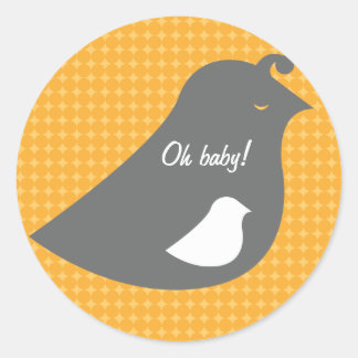 Adesivo Redondo Chá de fraldas De Mod Favorece Decor - Um Birdie D