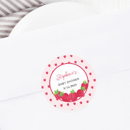 Adesivo Redondo Chá de fraldas de morango