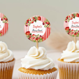 Adesivo Redondo Chá de fraldas de morango